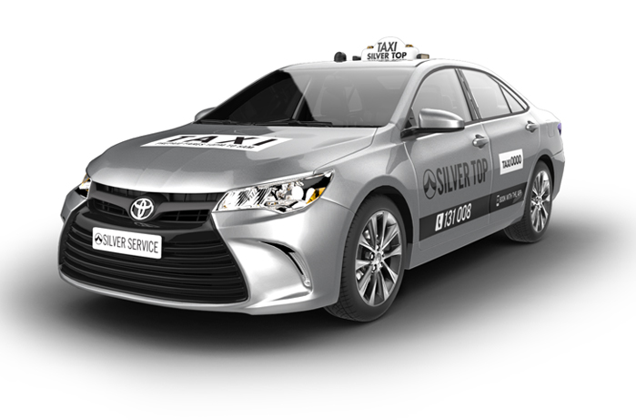 picture of a standard silver top taxi